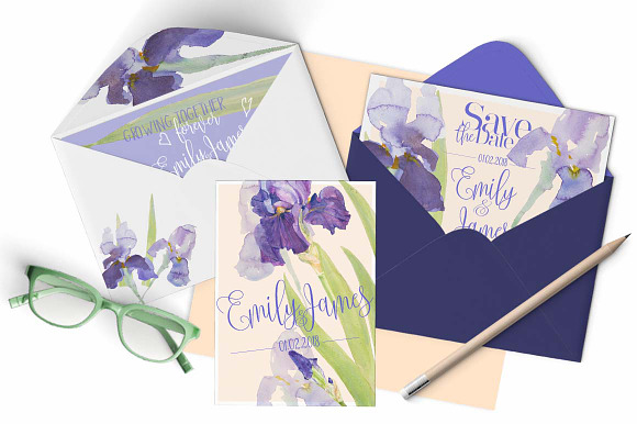 BLUE IRIS - watercolor clipart set in Illustrations - product preview 1