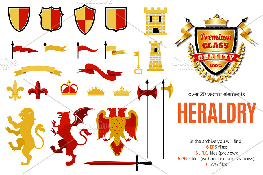 Vintage Heraldry Elements Set in Illustrations - product preview 8