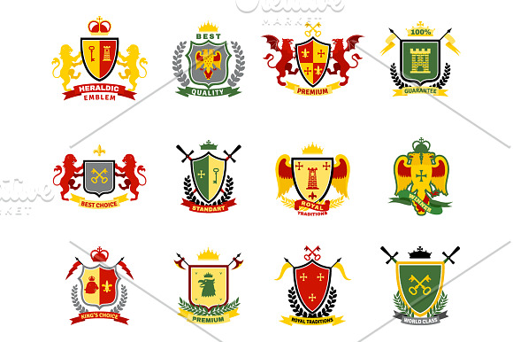 Vintage Heraldry Elements Set in Illustrations - product preview 2