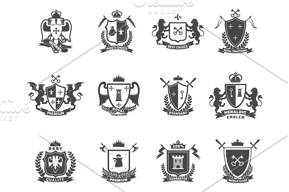 Vintage Heraldry Elements Set in Illustrations - product preview 3
