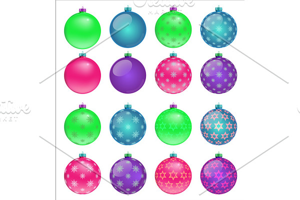 Set of colorful Christmas balls, illustration