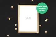Golden Frame Mockup with a Confetti