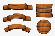 Cartoon wooden plank signs