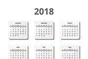 Vector calendar for 2018 year
