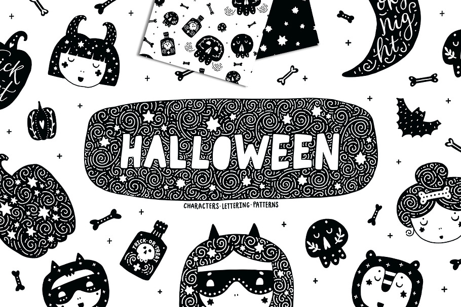 Halloween clipart and patterns in Illustrations - product preview 8