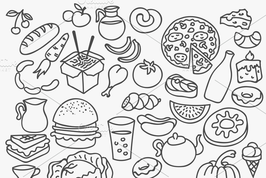 Vector hand drawn food set in Illustrations - product preview 8