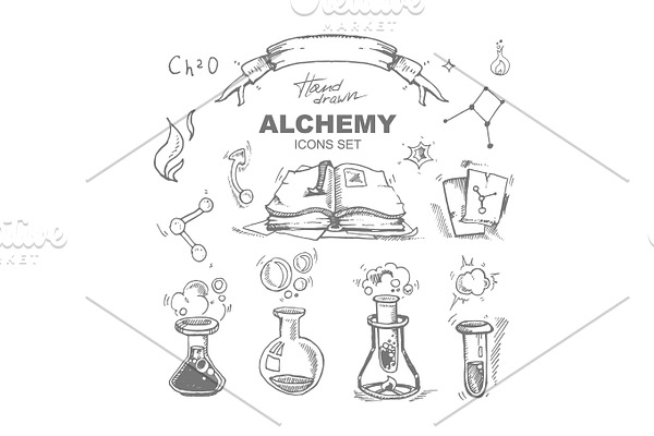 alchemy icons set