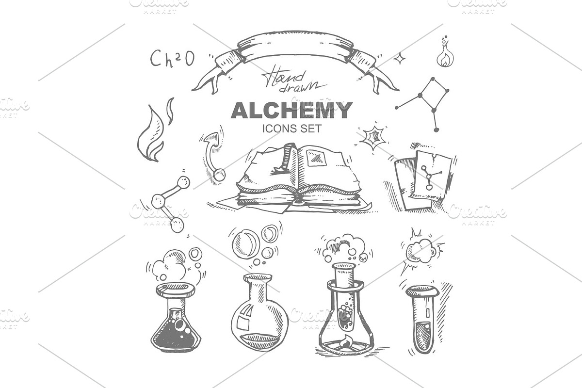 alchemy icons set in Illustrations - product preview 8