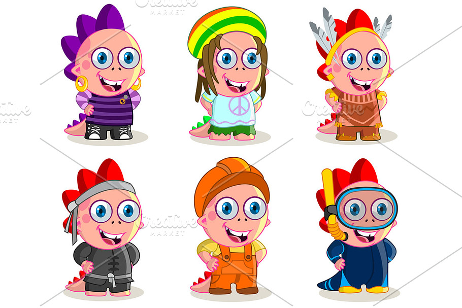 Cartoon characters in costumes