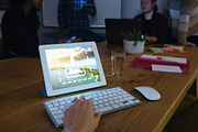 Group Studying With Tablet Mockup