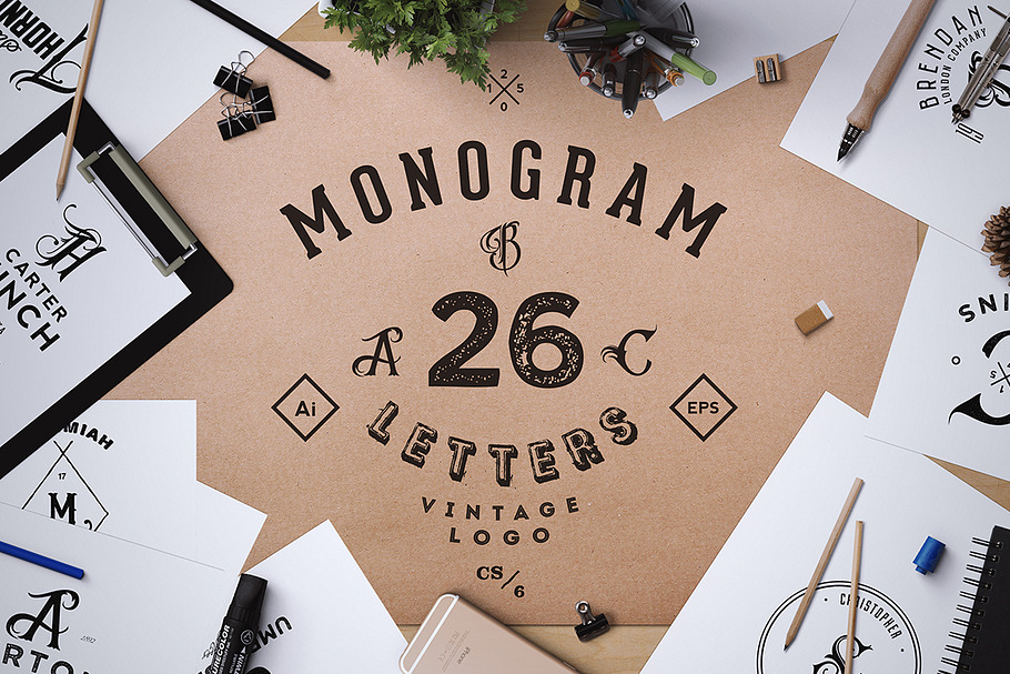 Monogram. ABC Vintage Logos in Logo Templates - product preview 8