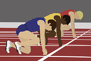 Athletes on the starting blocks
