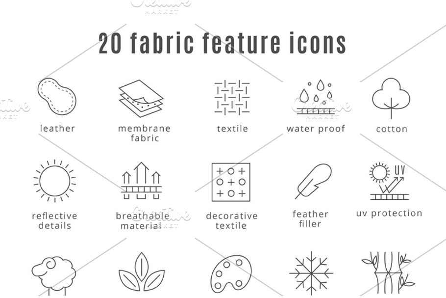 Fabric feature line icons | Creative Daddy