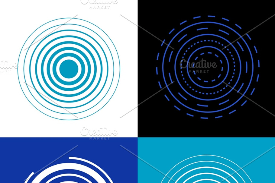 Blue circle signal waves in Illustrations - product preview 8