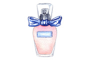 Watercolor woman perfume bottle art