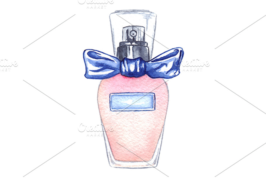 Watercolor woman perfume bottle art in Illustrations - product preview 8