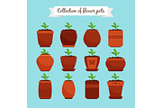 Flowerpots with soil and sprouts