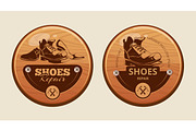 advertisement wood panels for shoes repair workshop