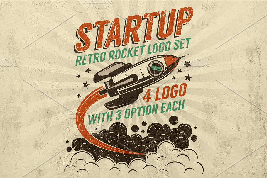 Startup Rocket Retro Logo in Logo Templates - product preview 8