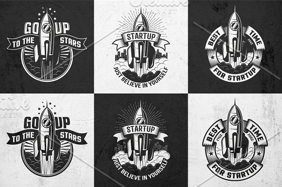 Startup Rocket Retro Logo in Logo Templates - product preview 1
