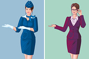 Young woman stewardess and teacher