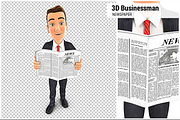 3D Businessman Newspaper