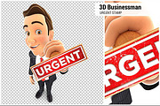 3D Businessman Urgent Stamp