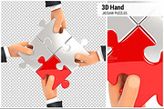 3D Hands Assembling Jigsaw Puzzles