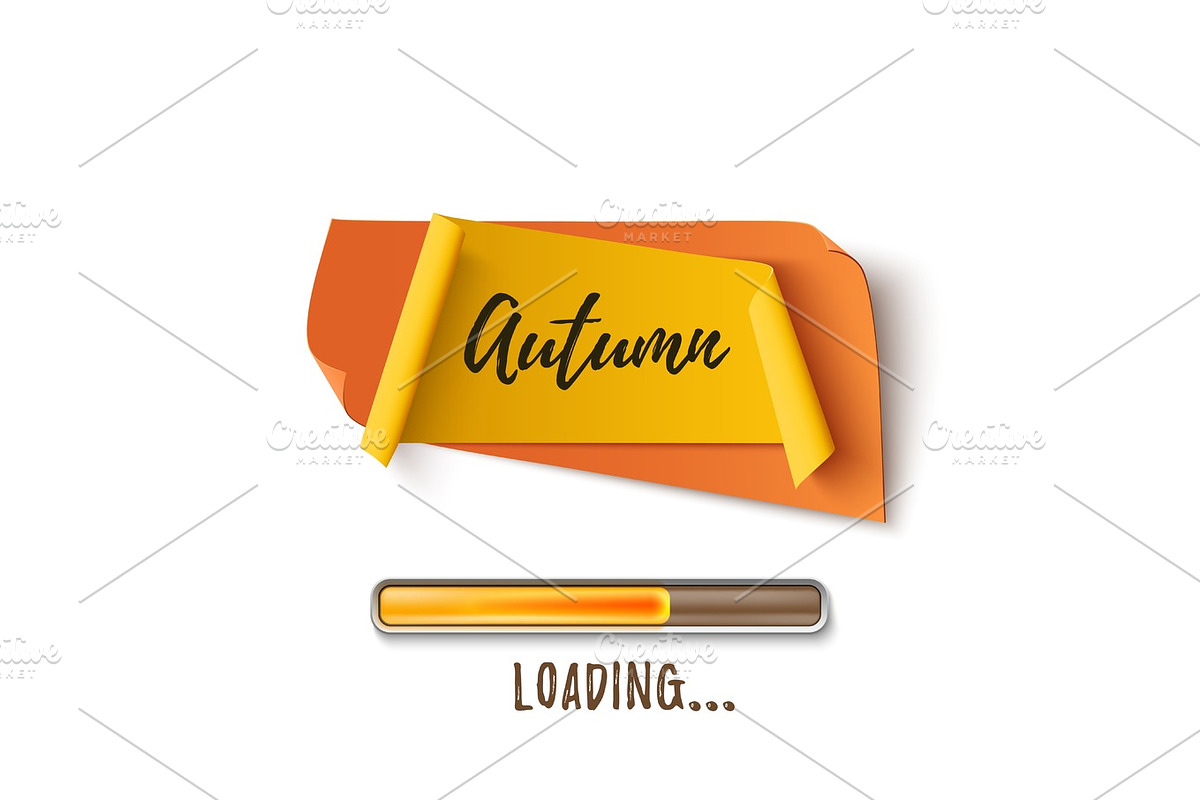 Autumn abstract paper banner with loading bar. in Illustrations - product preview 8