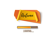 Autumn abstract paper banner with loading bar.