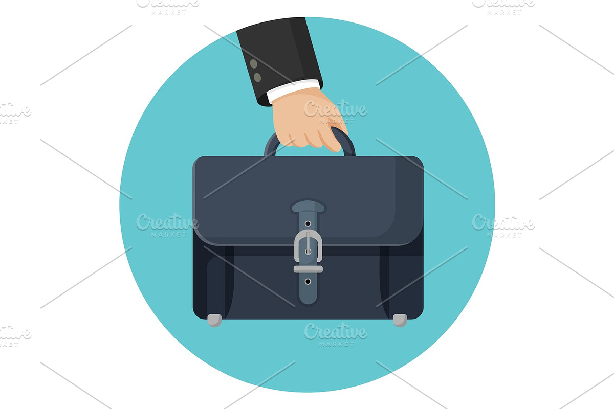 Briefcase in businessman hand vector illustration isolated on white background in Illustrations - product preview 8