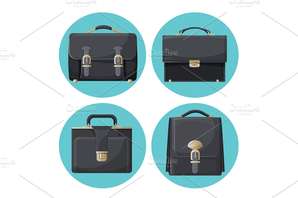Collection of briefcases businessman accessories vector illustrations in Illustrations - product preview 8