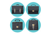 Collection of briefcases businessman accessories vector illustrations