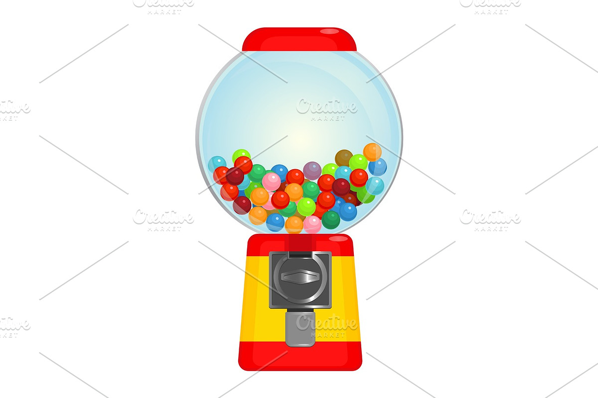 Sphere gumball machine container with sweet candies vector illustration in Objects - product preview 8