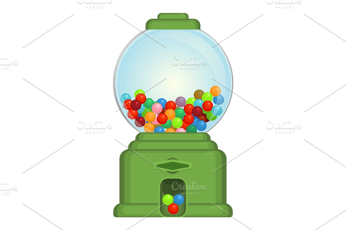 Gumball machine toy or commercial device, which dispenses round gumballs in Objects - product preview 8