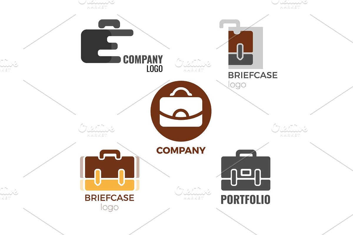 Briefcase logos collection of illustrations on white background in Objects - product preview 8