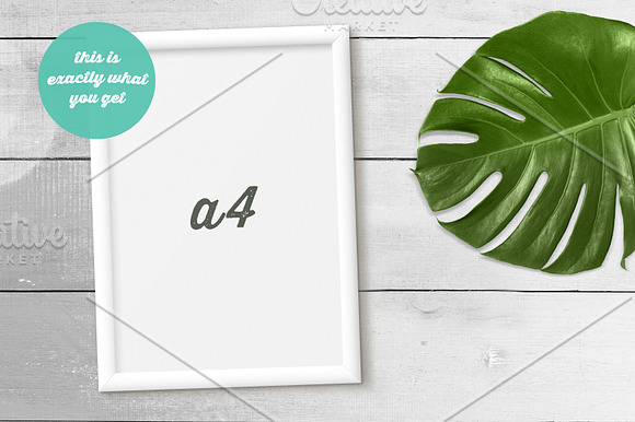 White Frame Mockup w/ Monstera Leaf in Print Mockups - product preview 1
