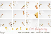 Bundle Mockup Stationery White Gold