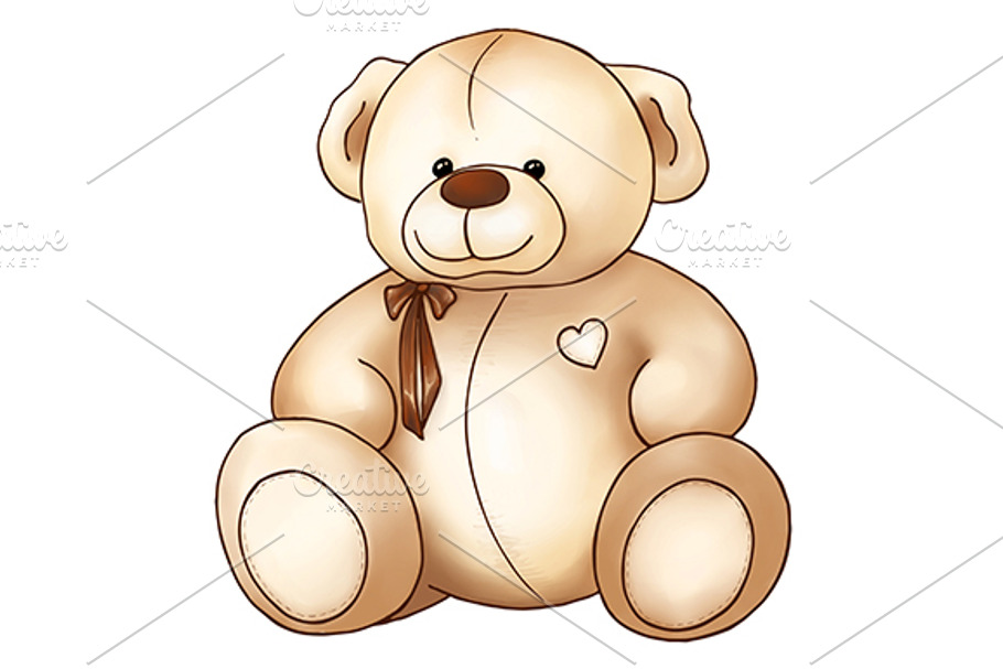 Cartoon lovely Teddy Bear isolate in Illustrations - product preview 8