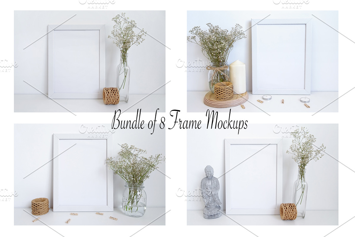 Bundle of 8 frame mockups in Product Mockups - product preview 8