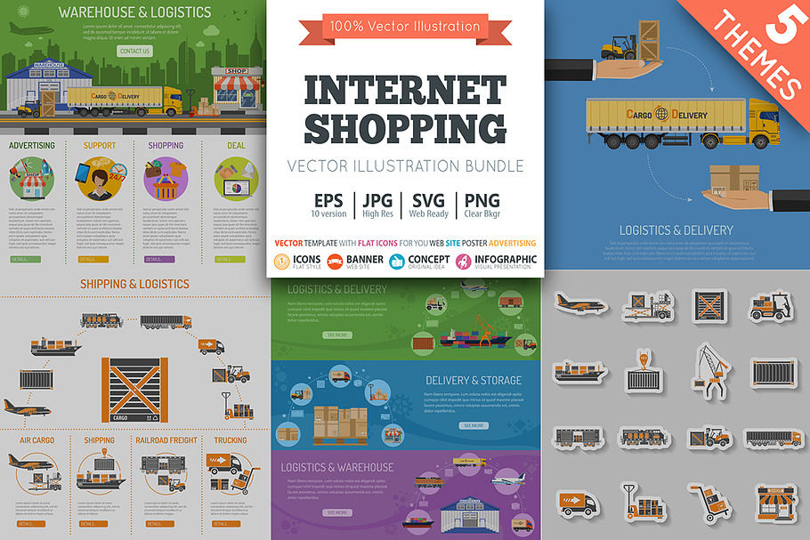 Internet Shopping and Delivery in Illustrations - product preview 8