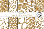 Seamless Glitter Animal Prints Gold