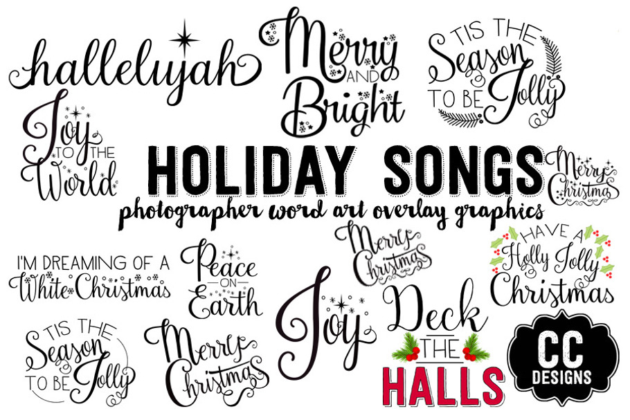 Christmas Holiday Song Word Graphics in Graphics - product preview 8