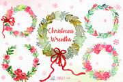 Christmas wreaths clipart Watercolor