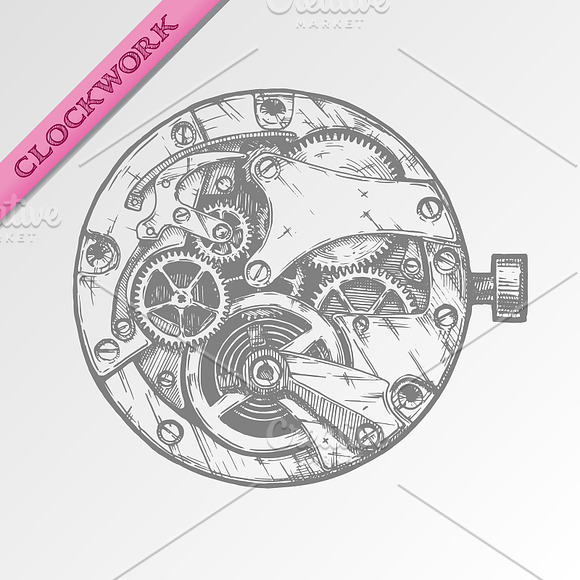 Vector illustration of clockwork in Illustrations - product preview 2