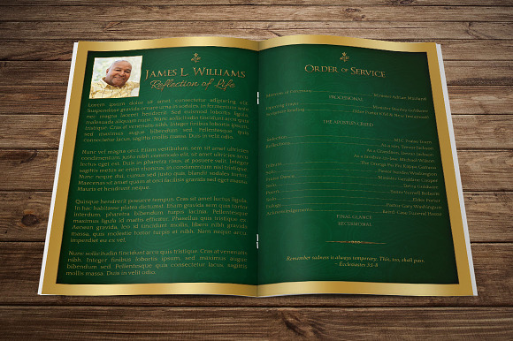 Green Regal Funeral Program Template in Templates - product preview 1