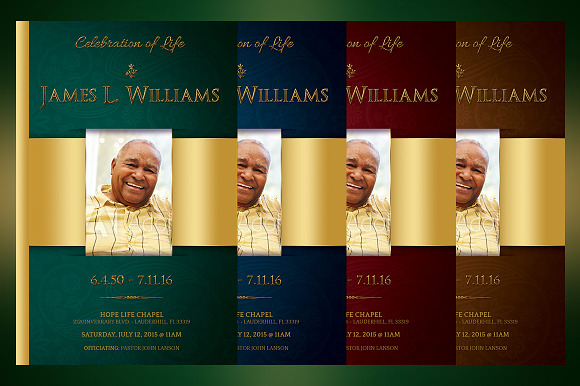 Green Regal Funeral Program Template in Templates - product preview 6