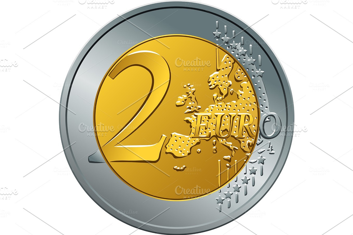 vector money gold coin two euro in Illustrations - product preview 8