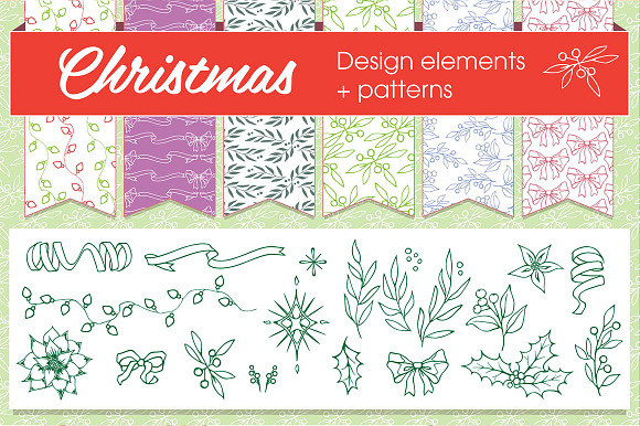 Christmas patterns & elements in Graphics - product preview 1