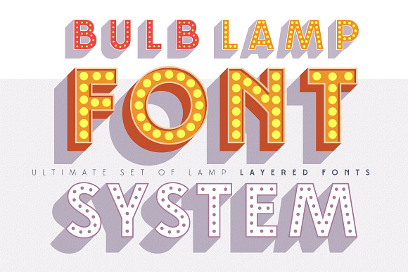 Layered font set 3D Bulb lamp in Circus Fonts - product preview 11